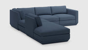 Gus Modern Podium Modular 5PC Seating Group — Hanson Navy / Left Facing