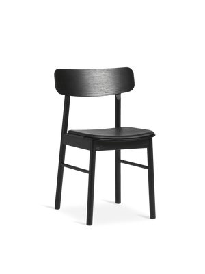 Soma Dining Chair - Set of 2 Dining Chair Woud Black Painted Ash / With Black Leather Seat Pad 