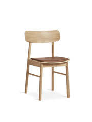 Soma Dining Chair - Set of 2 Dining Chair Woud Oiled Oak / With Cognac Leather Seat Pad 