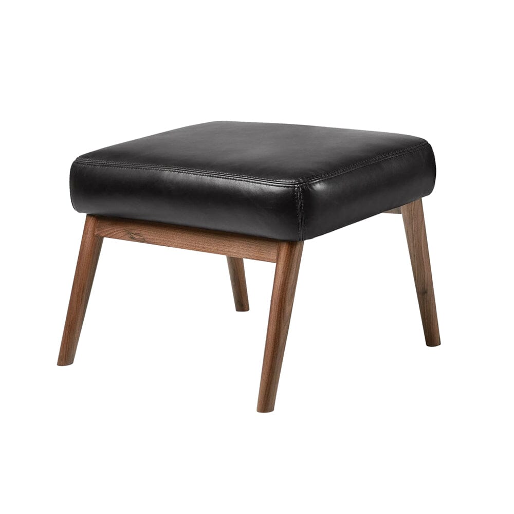 Baltic Ottoman Ottoman Gus Modern Saddle Black Leather Walnut 