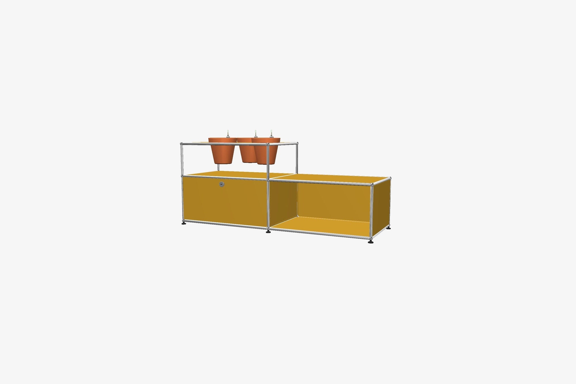 USM Haller Custom Side Table with Planter Panel (4 Planters included) Desks USM Golden Yellow Terracotta 