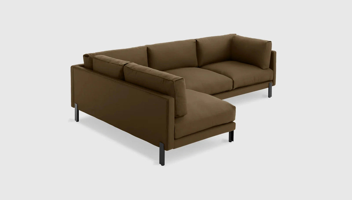 Silverlake Sectional Sofa Gus Modern Velvet Cocoa Black Left Facing