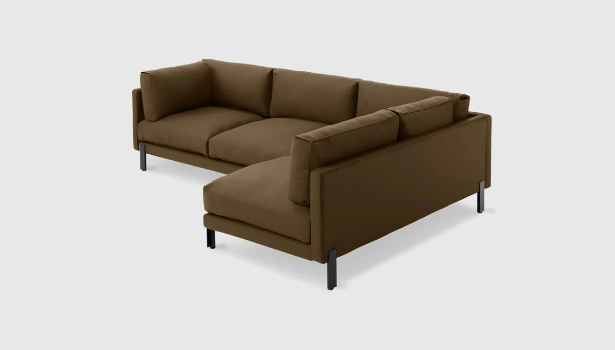 Silverlake Sectional Sofa Gus Modern Velvet Cocoa Black Right Facing