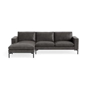 New Standard Sofa with Chaise Sofa BluDot Left Slate Leather - Black Legs 