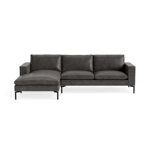 New Standard Sofa with Chaise Sofa BluDot Left Slate Leather - Black Legs 