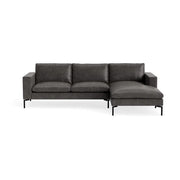 New Standard Sofa with Chaise Sofa BluDot Right Slate Leather - Black Legs 