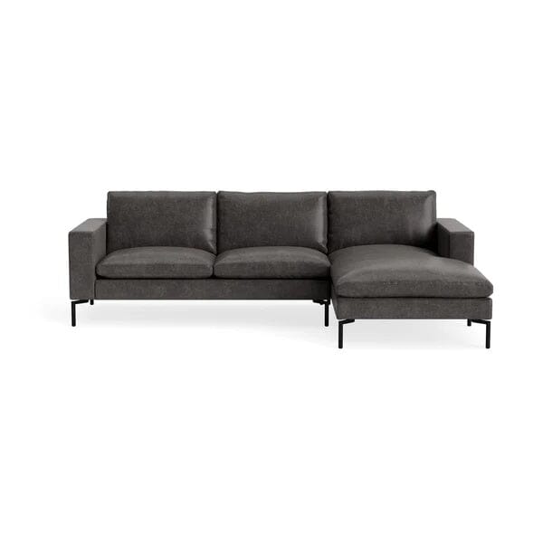 New Standard Sofa with Chaise Sofa BluDot Right Slate Leather - Black Legs 