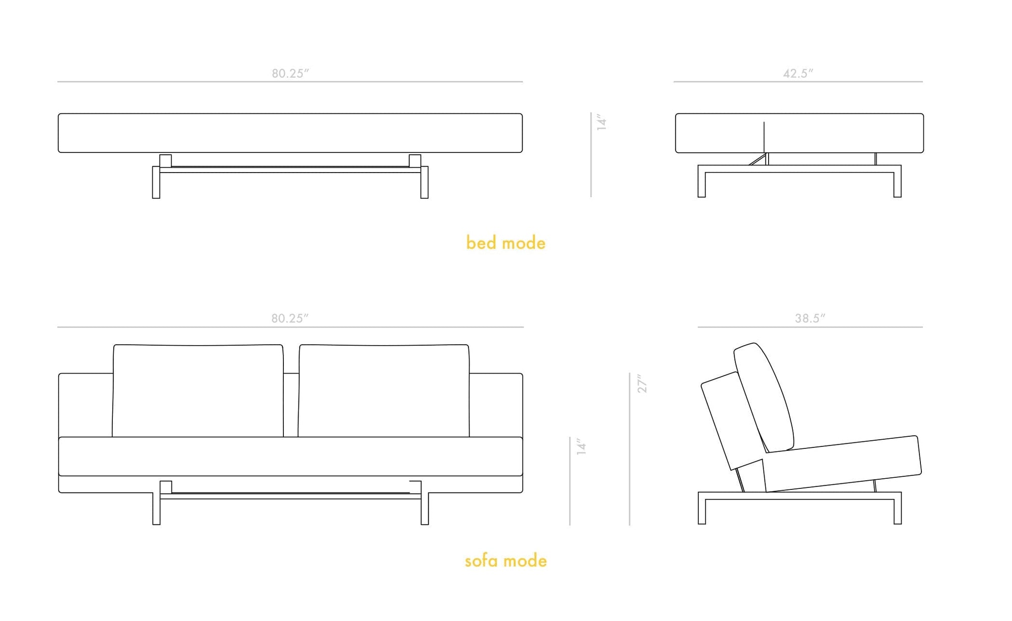 Sleeper Sofa with 2 Cushions Sofa Bensen 