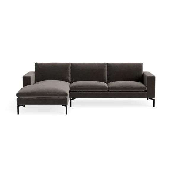 New Standard Sofa with Chaise Sofa BluDot Left Storm Velvet - Black Legs 