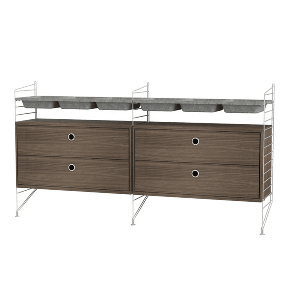 String Bedroom G Shelves String Furniture Walnut / Grey 