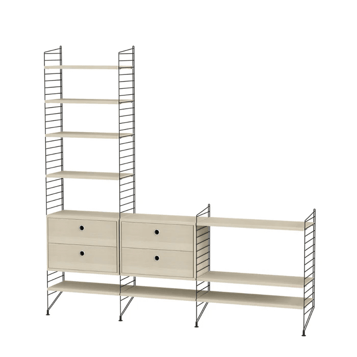 String Living Room J Shelves String Furniture Ash / Black 