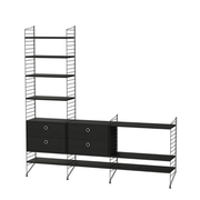 String Living Room J Shelves String Furniture Black Stained Ash / Black 