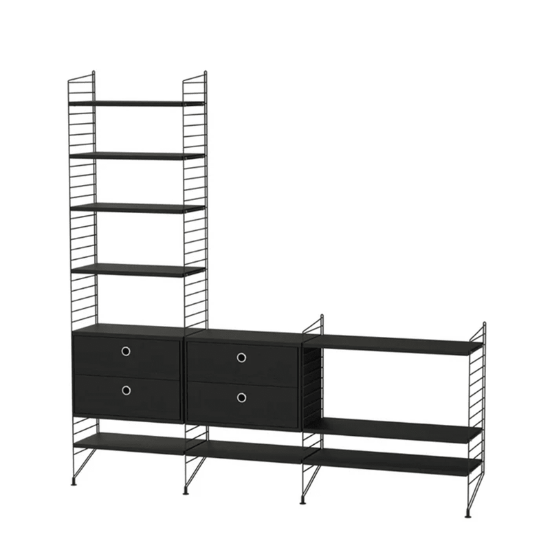 String Living Room J Shelves String Furniture Black Stained Ash / Black 