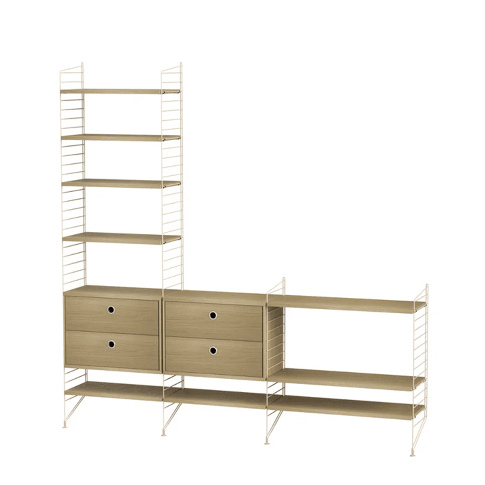 String Living Room J Shelves String Furniture Oak / Beige 