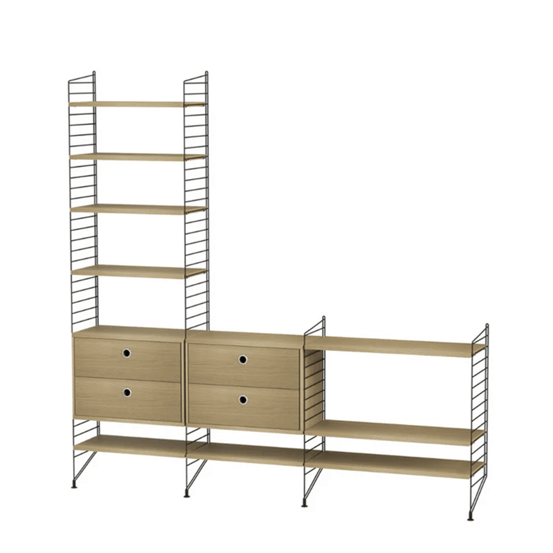 String Living Room J Shelves String Furniture Oak / Black 