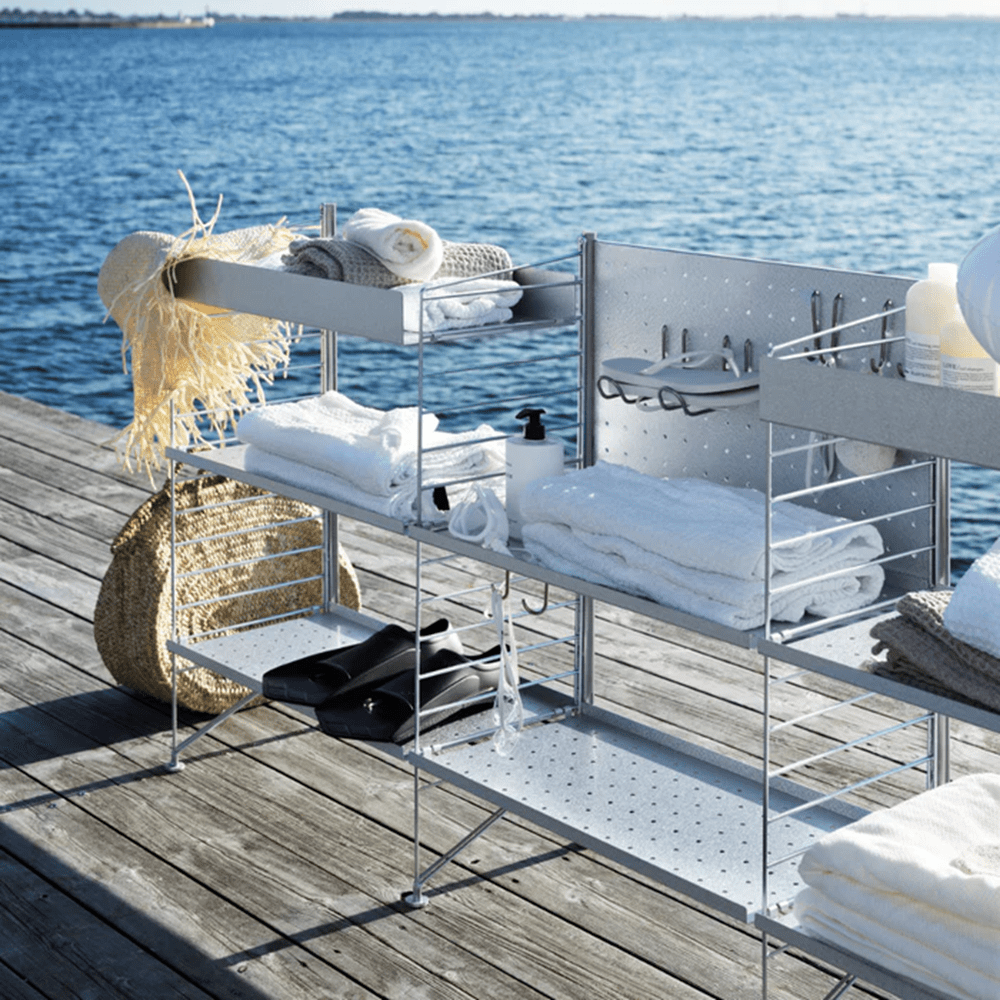 String Metal Shelf with High Edge - Galvanized Accessories String Furniture 