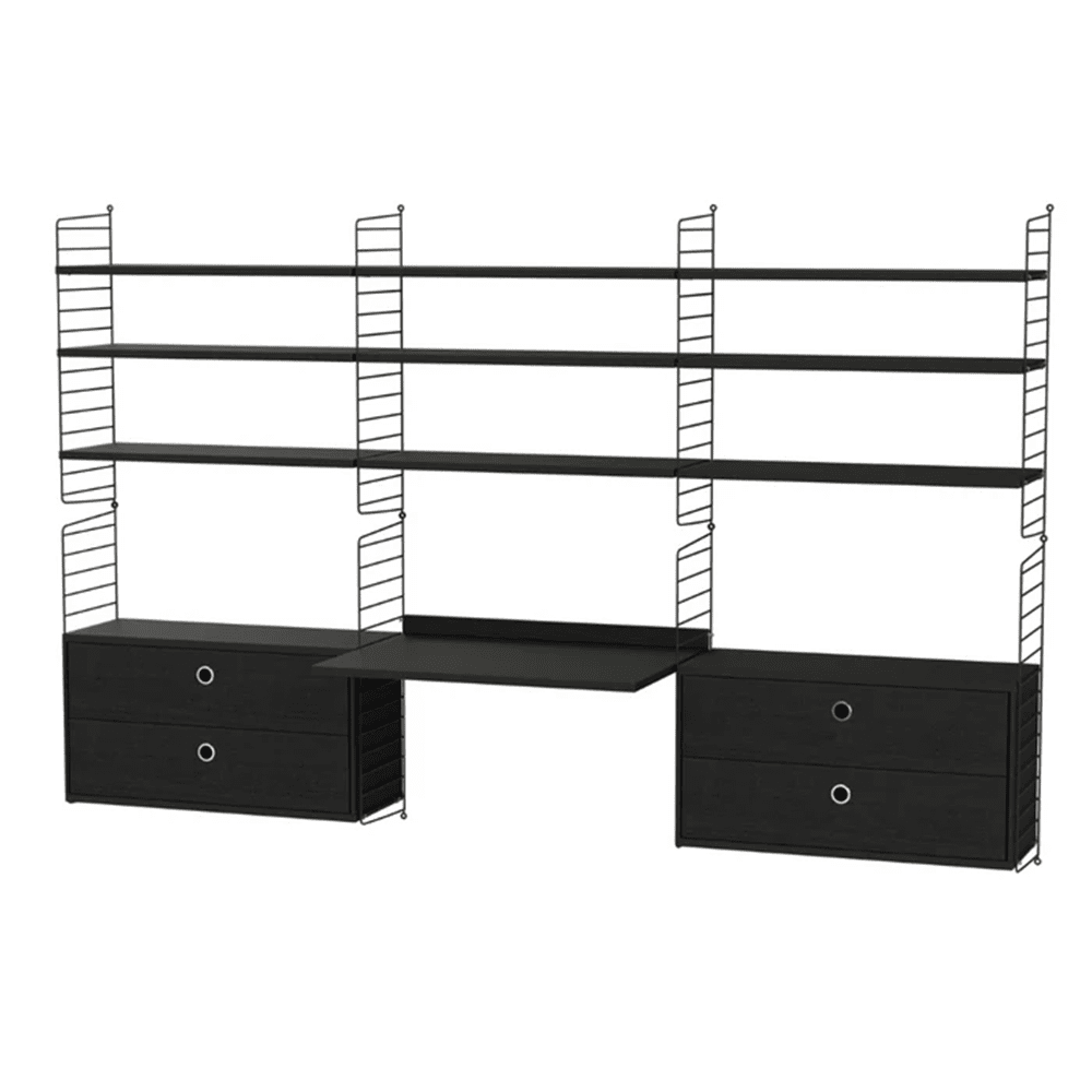 String Workspace F Shelves String Furniture Black Stained Ash / Black 
