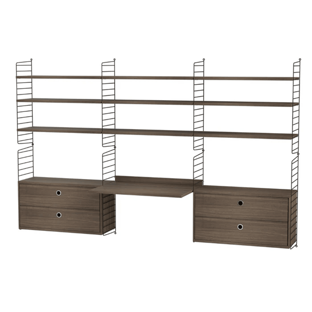 String Workspace F Shelves String Furniture Walnut / Black 