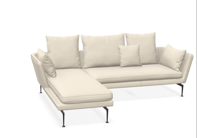 Suita Sofa 2 Seater Open w/Pointed Back Cushions Armrest Right with Chaise Lounge Small Left