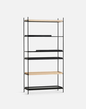 Tray Shelf - High Shelves Woud 2 Wide Oak + 2 Wide & 2 Short Black 