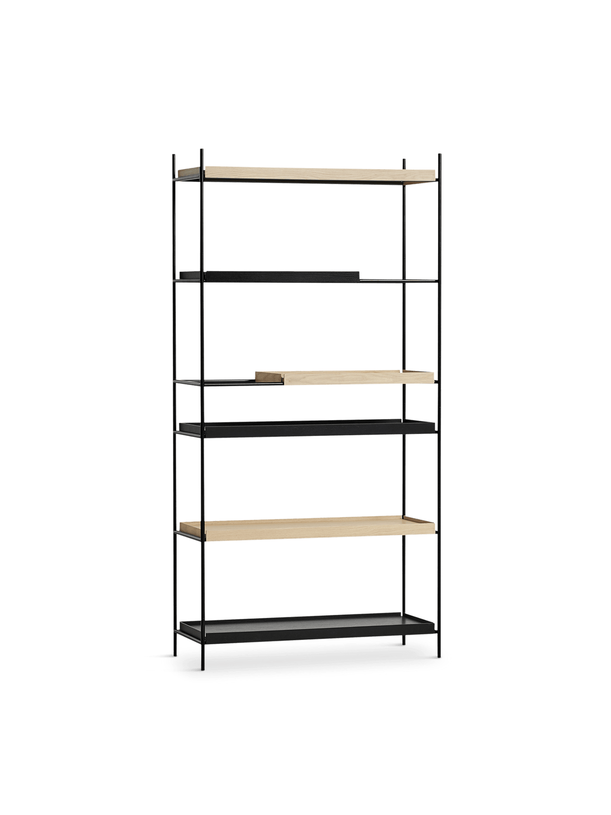 Tray Shelf - High Shelves Woud 1 Short 2 Wide Oak + 1 Short 2 Wide Black 