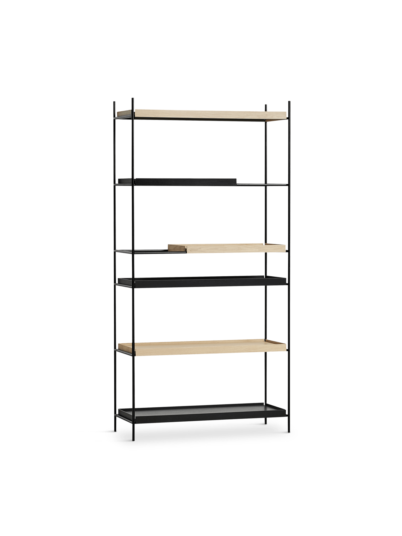 Tray Shelf - High Shelves Woud 1 Short 2 Wide Oak + 1 Short 2 Wide Black 