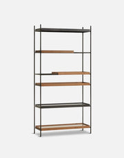 Tray Shelf - High Shelves Woud 2 Wide & 2 Short Walnut + 2 Wide Black 