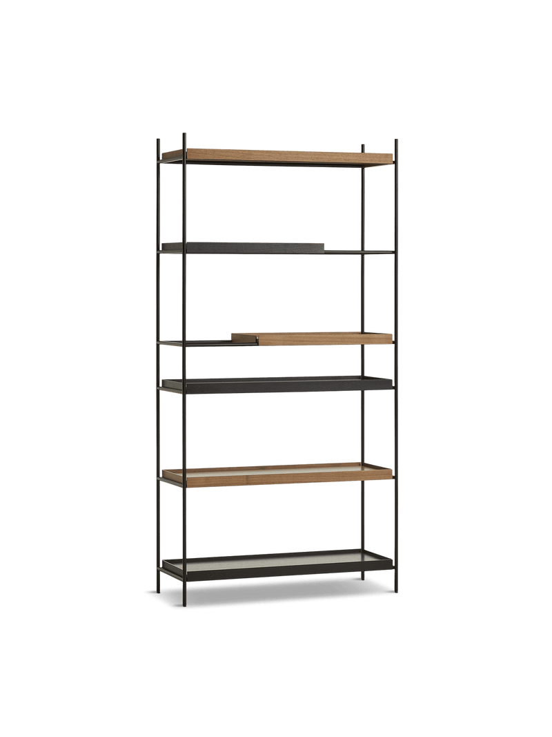 Tray Shelf - High Shelves Woud 1 Short 2 Wide Walnut + 1 Short 2 Wide Black 