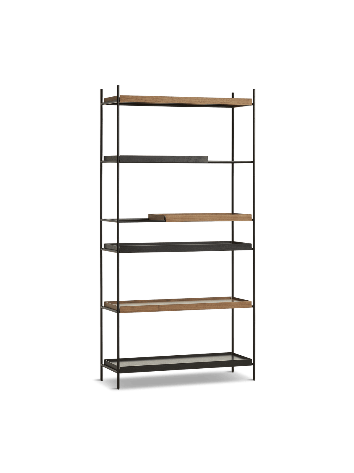 Tray Shelf - High Shelves Woud 1 Short 2 Wide Walnut + 1 Short 2 Wide Black 