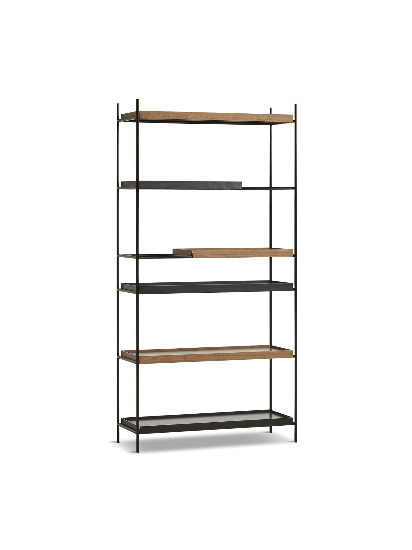 Tray Shelf - High Shelves Woud 1 Short 2 Wide Walnut + 1 Short 2 Wide Black 