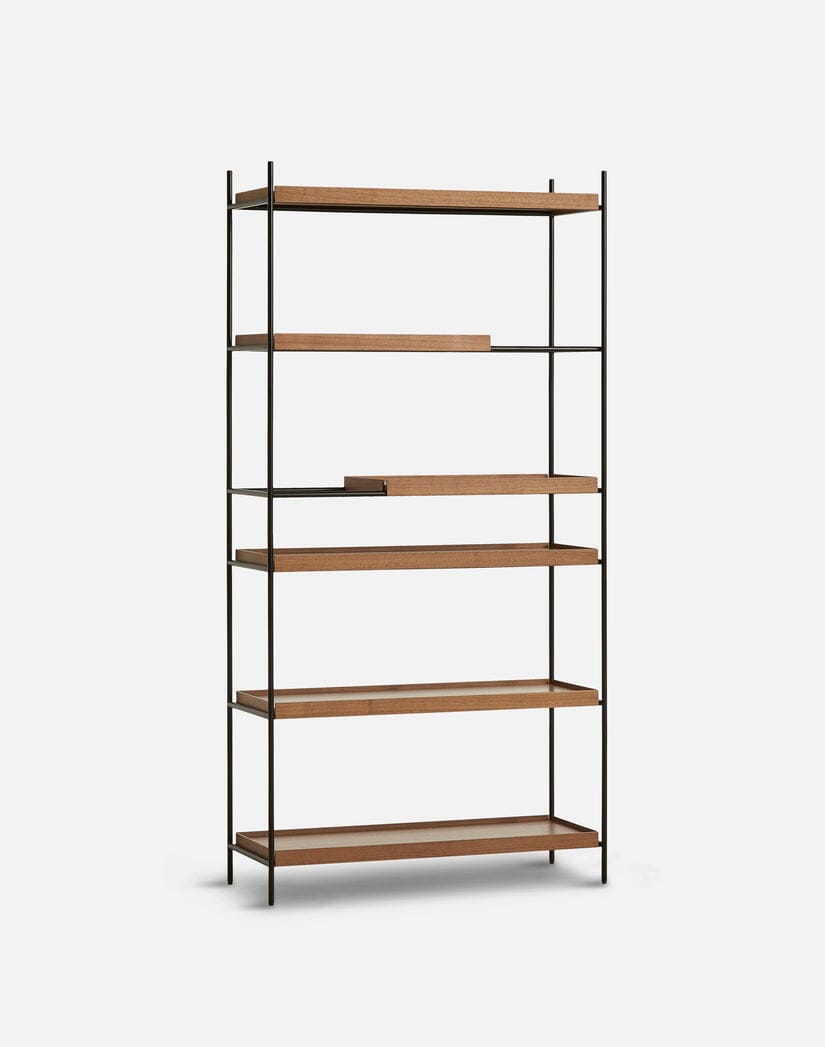 Tray Shelf - High Shelves Woud 2 Short Walnut + 4 Wide Walnut 