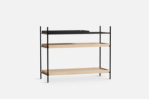 Tray Shelf - Low Shelves Woud 1 Short Black + 2 Wide Oak 