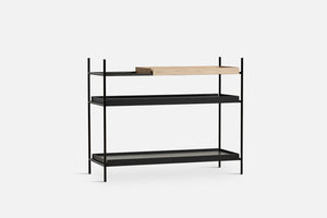 Tray Shelf - Low Shelves Woud 1 Short Oak + 2 Wide Black 