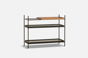 Tray Shelf - Low Shelves Woud 1 Short Walnut + 2 Wide Black 