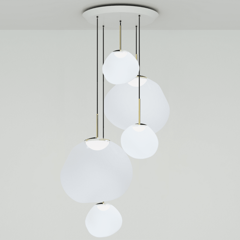 Melt LED Large Round Pendant Light suspension lamps Tom Dixon Opal/Gold 