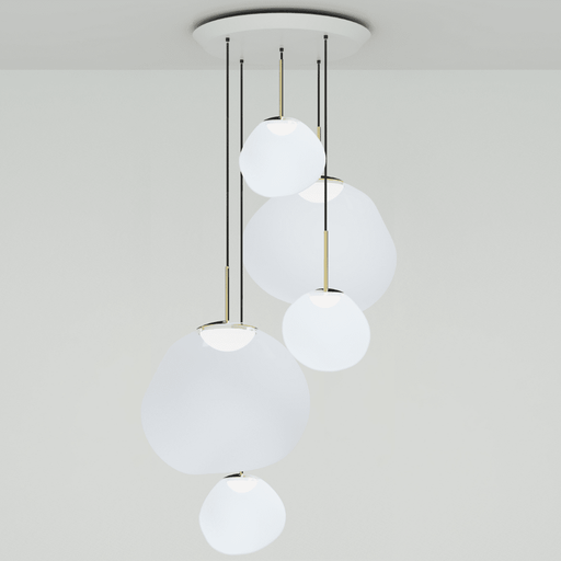 Melt LED Large Round Pendant Light suspension lamps Tom Dixon Opal/Gold 