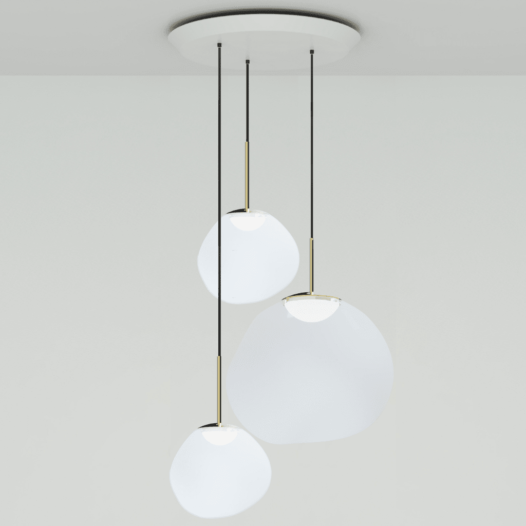 Melt LED Trio Round Pendant Light suspension lamps Tom Dixon Opal/Gold 