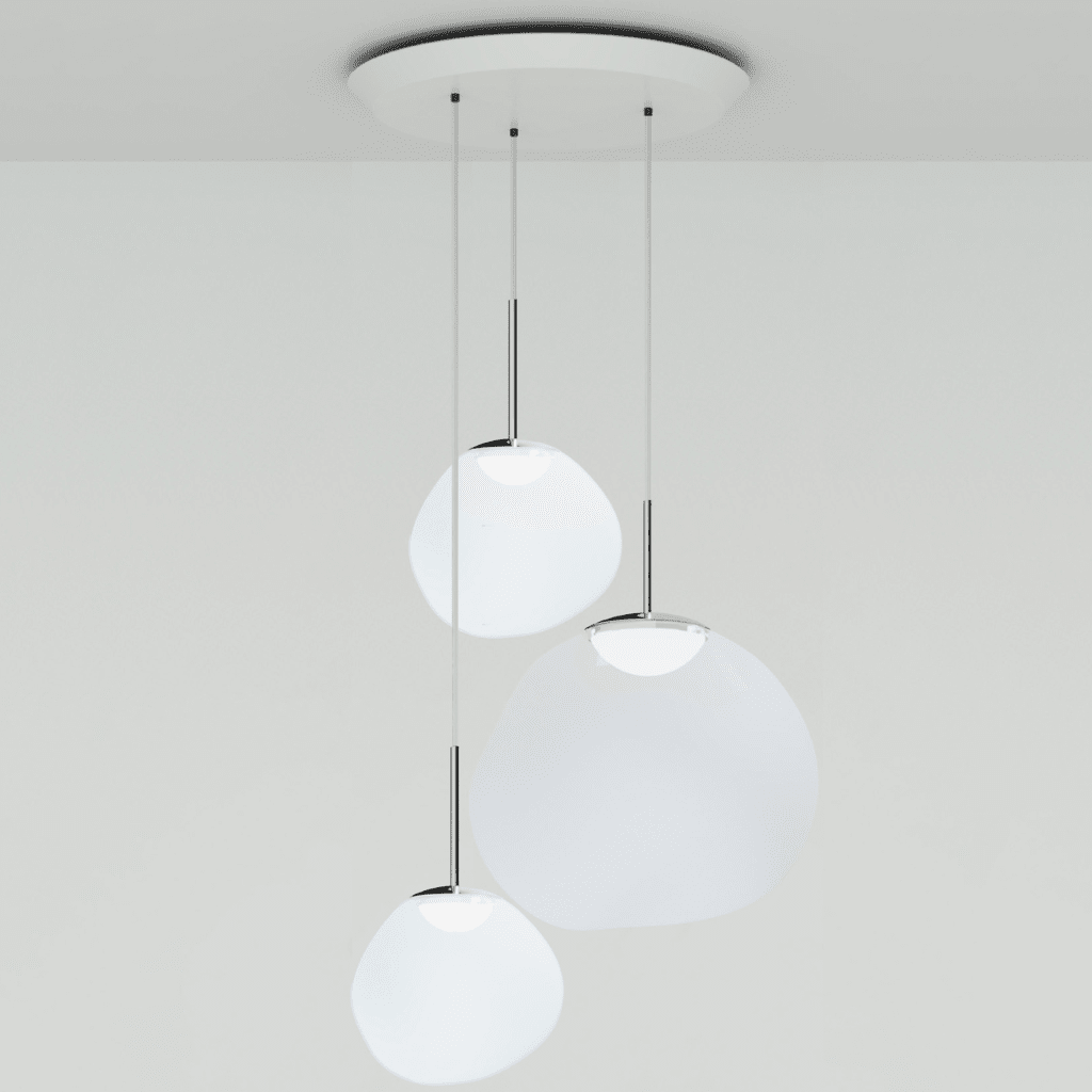 Melt LED Trio Round Pendant Light suspension lamps Tom Dixon Opal/Silver 