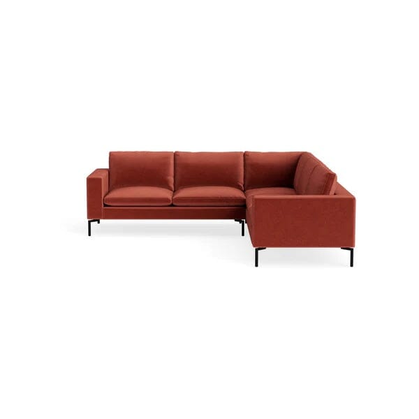 New Standard Sectional Sofa BluDot Right Tomato Velvet - Black Legs 