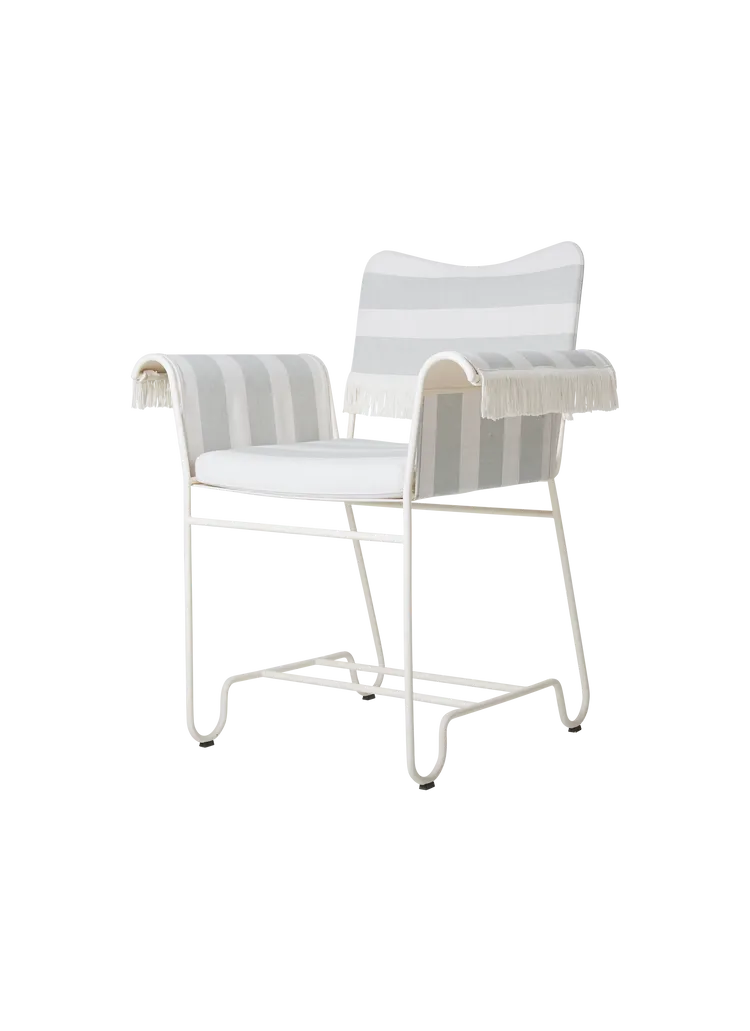 Tropique Outdoor Dining Chair Dining chairs Gubi With Fringes Classic White Semi Matt Leslie Stripe Limonta (CAL 117 compliant) (20))