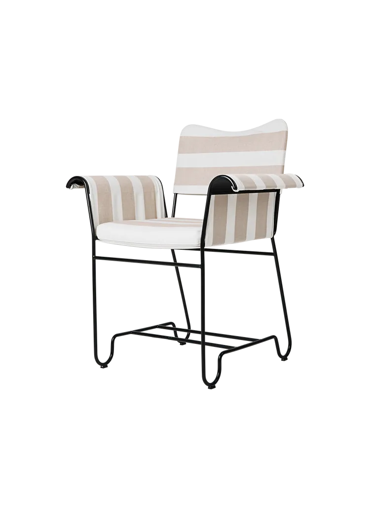 Tropique Outdoor Dining Chair Dining chairs Gubi Without Fringes Classic Black Leslie Stripe Limonta (CAL 117 compliant) (40))