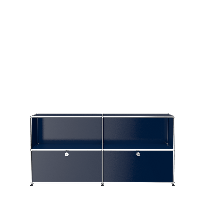 USM Haller Closed Storage Credenza C2A - With Perforated Inside upper Panels storage USM Steel Blue 