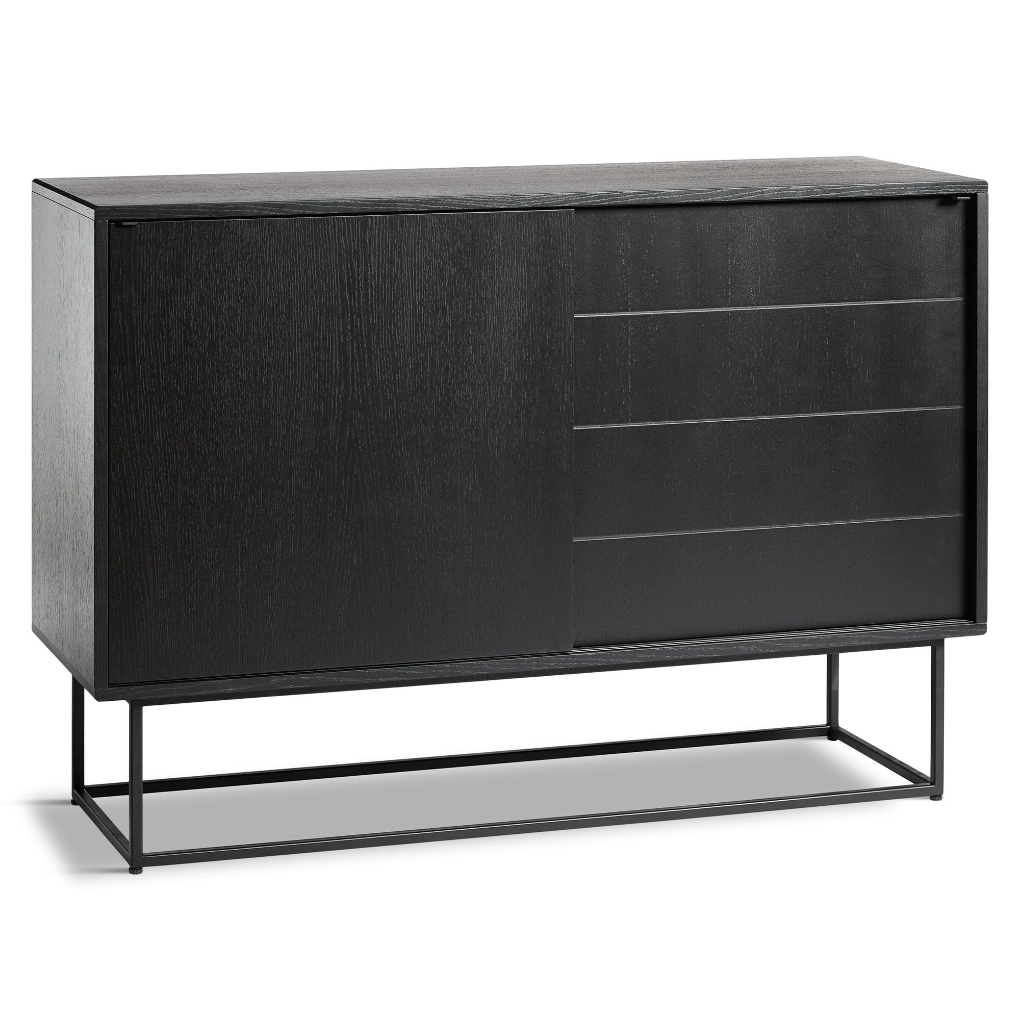 Virka High Sideboard Sideboard Woud Black Painted Oak 