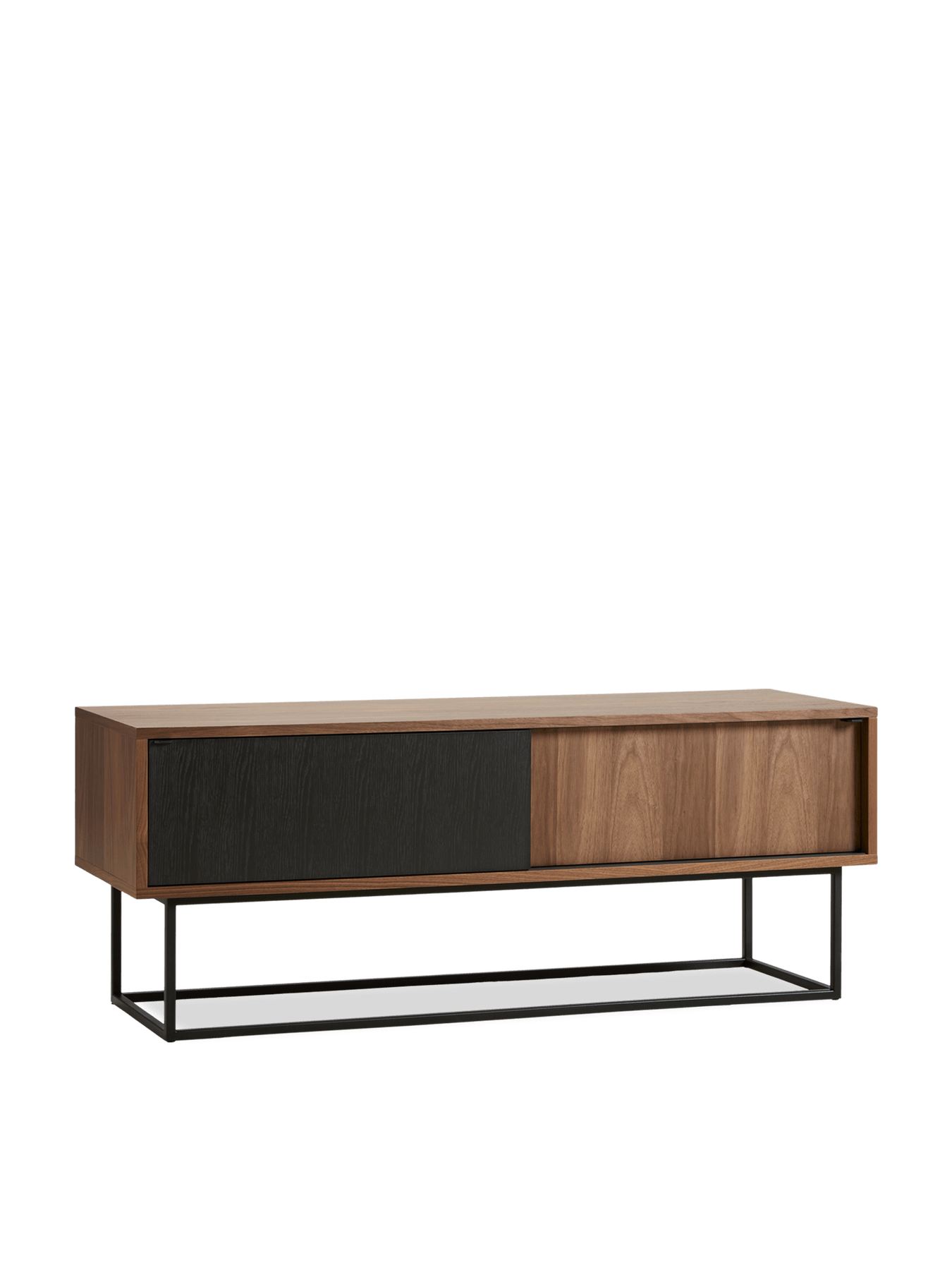 Virka Low Sideboard Sideboard Woud Walnut Veneer + Black Painted Oak Veneer 