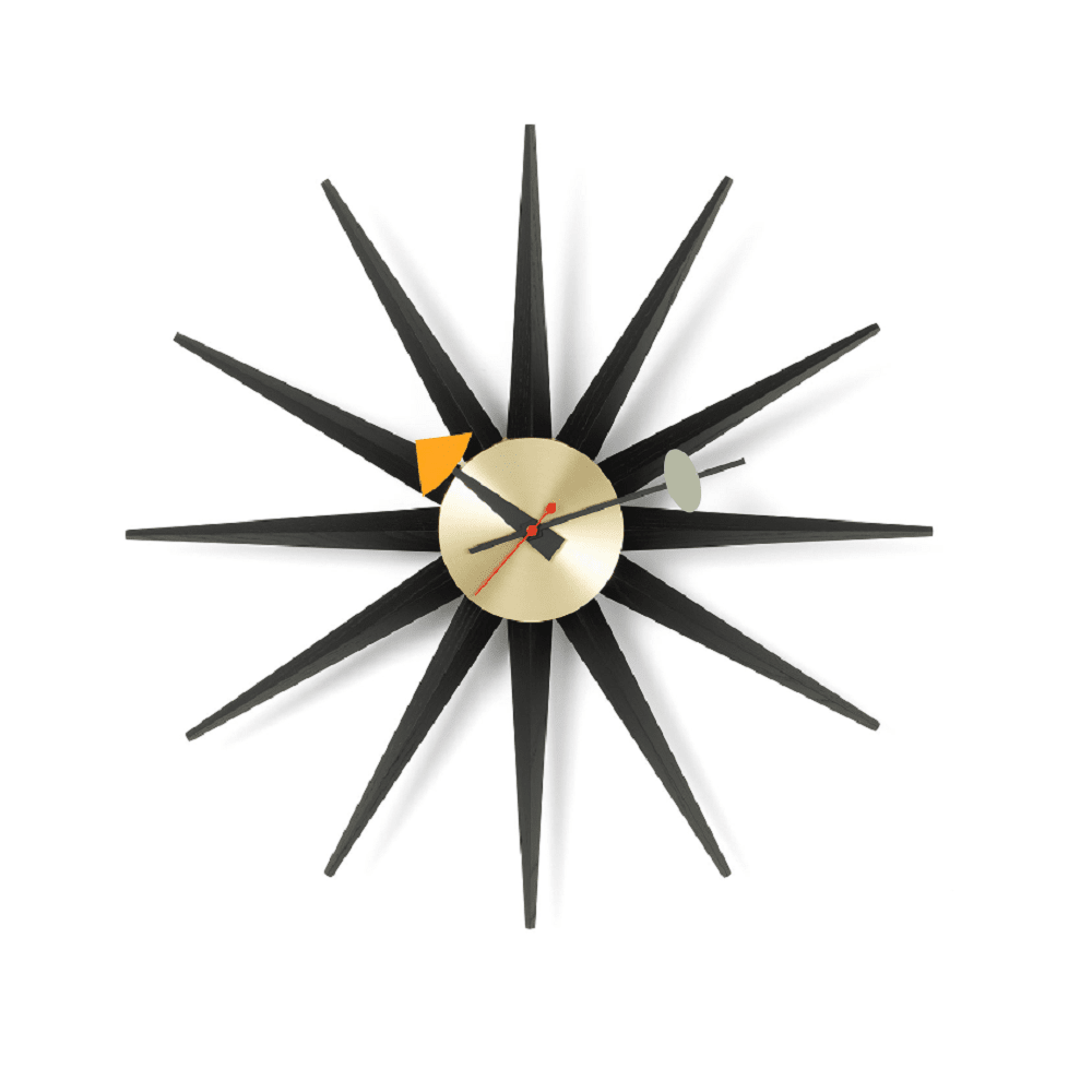 Nelson Sunburst Clock Black/Brass Clocks Vitra 