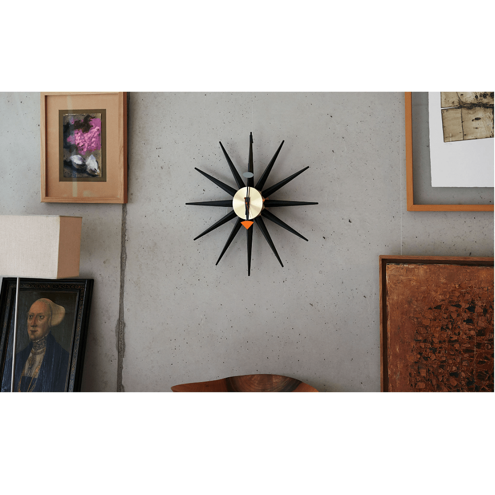 Nelson Sunburst Clock Black/Brass Clocks Vitra 