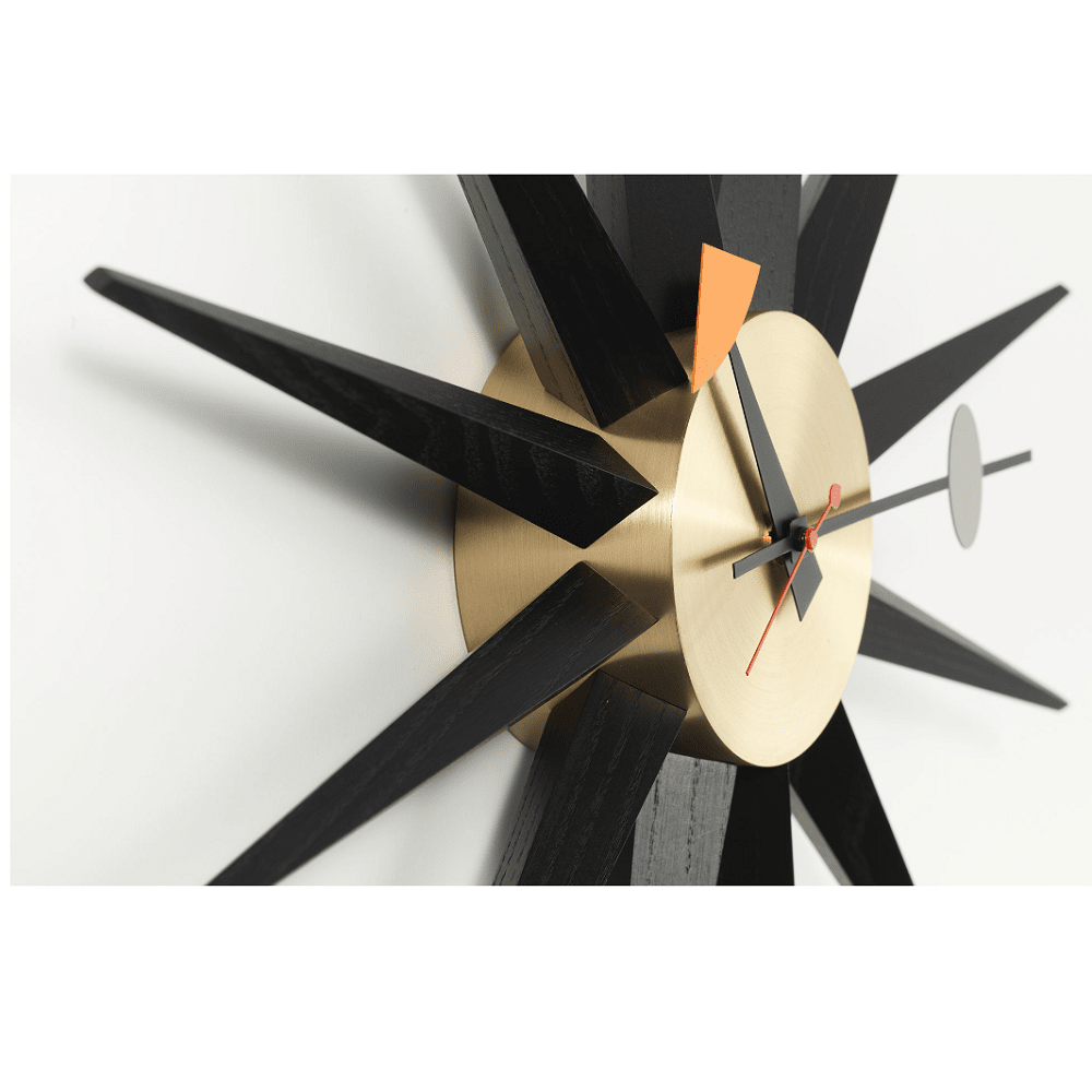 Nelson Sunburst Clock Black/Brass Clocks Vitra 