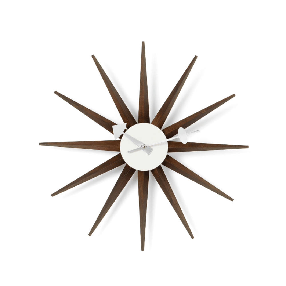 Nelson Sunburst Clock Walnut Clocks Vitra 