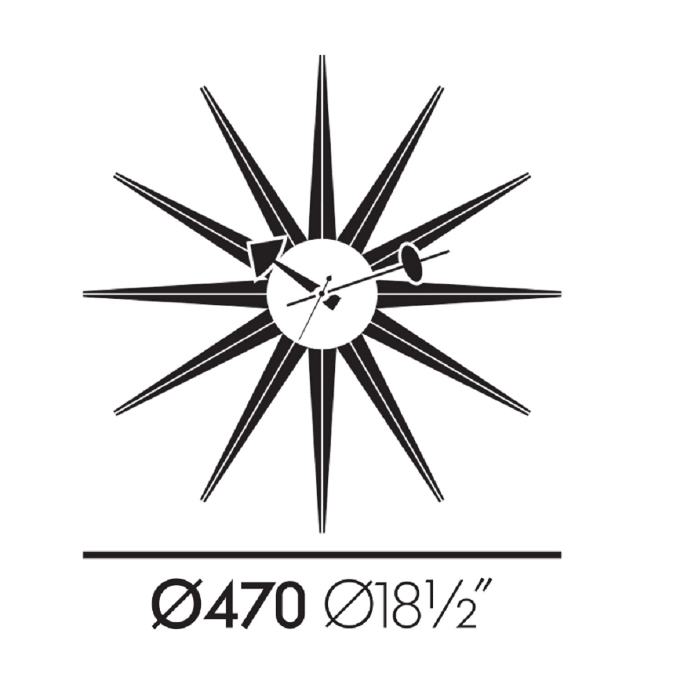 Nelson Sunburst Clock Walnut Clocks Vitra 