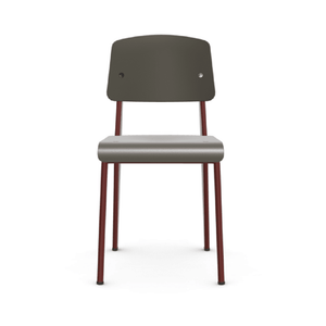Prouve Standard SP Chair Side/Dining Vitra Basalt Japanese red powder-coated (smooth) Glides for carpet